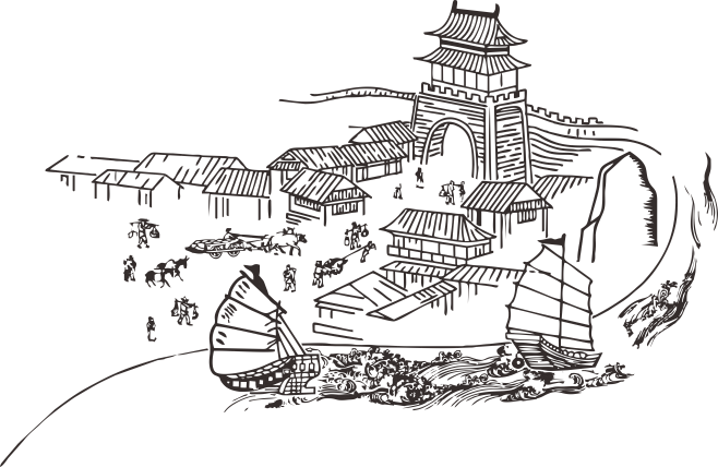 古代建筑线稿