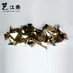 2米长不锈钢电镀玫瑰金亮光几何抽象现代风格简约壁饰客厅墙装饰-淘宝网