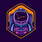 Astronaut illustration emblem design Pre... | Premium Vector #Freepik #vector #technology #star #badge #retro