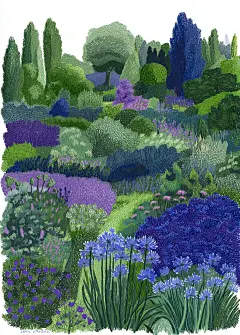 薰衣草 龙舌兰 紫色系 植物插画 ai咒语 - 小红书