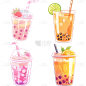 饮品系列手绘插画饮料贴纸