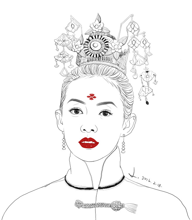 手绘章子怡十面埋伏小妹