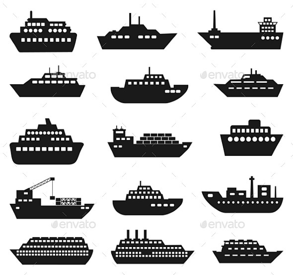 船和船组图标——对象图标Ship and Boat Icon Set - Objects Icons船、货物、剪辑、集装箱、巡航,游轮,交付 ...