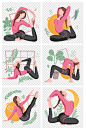 内女卡通瑜伽体操运动健身插画合集