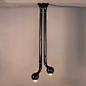 9313 Gloss Black 2-GLOBE CEILING LAMP 47" x 18"