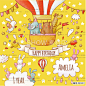 可爱卡通手绘插画线稿水彩动物节日热气球大象长颈鹿兔子矢量素材-淘宝网