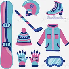 粉色蓝色滑雪装备矢量图 免费下载 页面网页 平面电商 创意素材