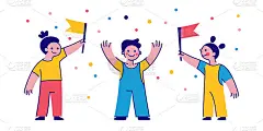 Vector illustration with simple flat characters - 