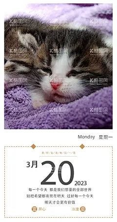 每日一签   - 源文件下载【酷图网】每日一签,日签,微信,每日微推,海报,早安,励志,小猫海报,