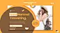 Horizontal banner template for traveling with woman