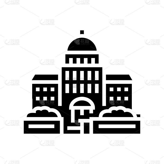 议会国家结构建筑字形图标矢量插图
