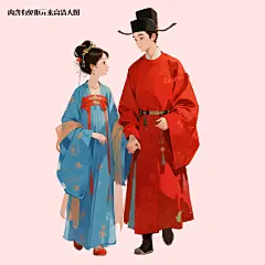 古风插画情侣免抠元素(点击左下角下载源文件)