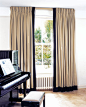 curtain with accent color on leading edge/bottom  Prêt à Vivre | Design Ideas - covered lath + leading & bottom edge borders