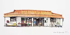 【韩国插画师Me Kyeoung Lee手绘的街角便利店】
韩国艺术家MeKyeoungLee，不仅迷恋杂货店和便利店，而且有一双发现美的眼睛，因此，过去20年，她一直在使用丙烯墨水记录小角落的小店。