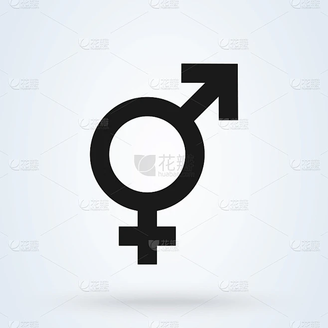 异性恋性别符号符号向量，男女扁平符号，实象形孤立在白色上素材-花瓣网