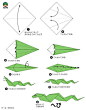 儿童折纸教程 青蛇折纸的折法图解