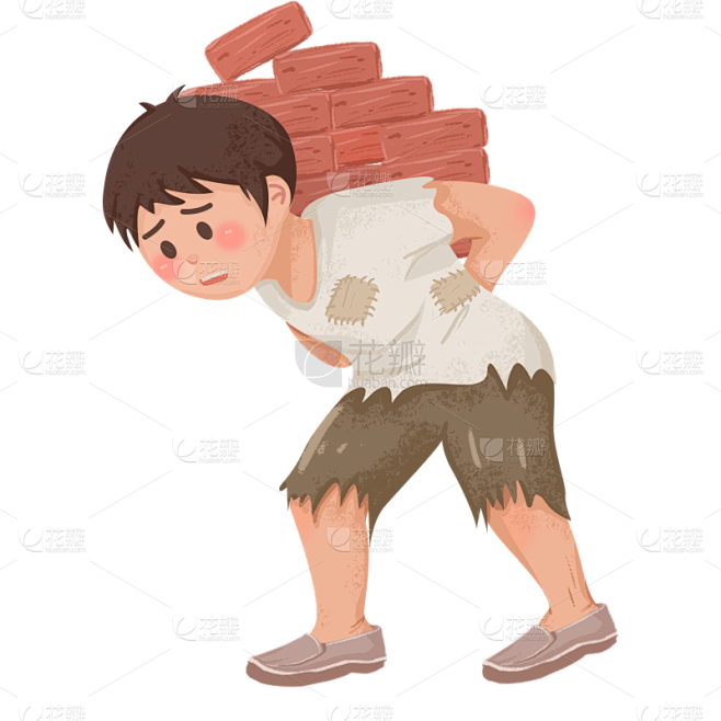 卡通画-贫困人物元素