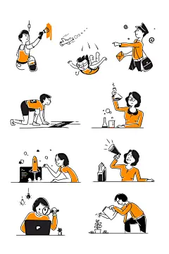 9张商业手绘插画，AI源文件