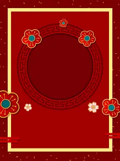 红色喜庆全家墙相册版面新年春节日PSD海报影楼后期背景PS素材