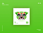 猪绿色绿色猪邮票设计例证