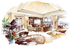 室内设计方案手绘图集丨卧室客厅商业办公空间装修设计