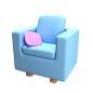 Single Couch 3D Icon