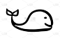 Cute cartoon whale hand painted with ink brush str
