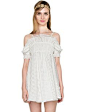 白色方格欧根纱一字领裙 Pixie Market White Gingham Off the Shoulder Dress - $69.00