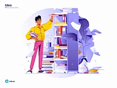 男子从图书馆拿书 — 矢量插图书人物平面图形人物插画套件8 图书馆男子阅读书架拿矢量