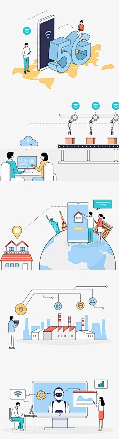 未来科技智能机器人工业制造5G物联网手绘AI插画海报设计素材K332-淘宝网