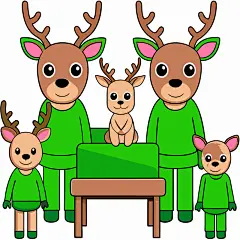 卡通人物梅花鹿娃娃插画元素