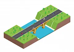 大桥等距插画矢量图素材