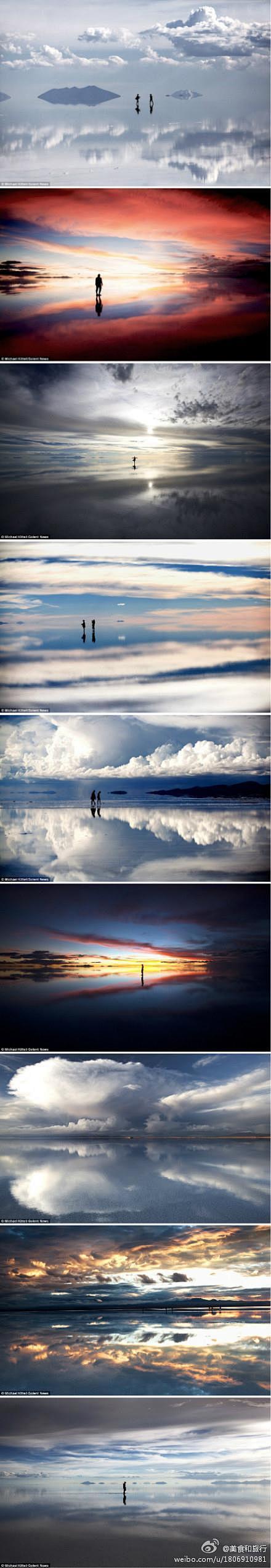 玻利维亚盐湖，世界上一个能体验到镜面海天...