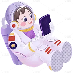 手绘学习中的宇航员