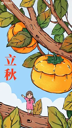 立秋秋分秋天柿子树