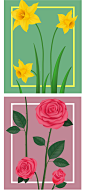 花店写实鲜花玫瑰郁金香植物叶子黄色粉色紫色蓝色插画AI矢量素材-淘宝网