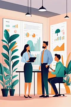 办公生活扁平风商务办公场景插画