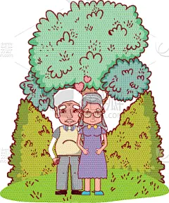 可爱的,伴侣,祖父母,动画片,家庭,面部表情,中老年人,幸福,相伴,享乐