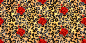Seamless pattern with leopard print and red roses. Vector background with animal skin and flower texture. For printing on fabric, wallpaper, packaging. eps 10