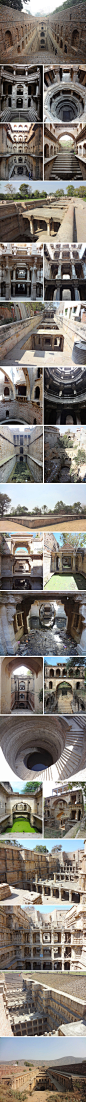 印度阶梯井（Stepwells）是古代印度文明的一个标志性建筑物，建于公元9世纪。提供了蓄水，纳凉等多种用途，蓄水的同时还可以让民众比较容易的接近水源，阶梯井底部也有闸门用以提升水位，在需要用水的季节将水位升至3-4层的位置。