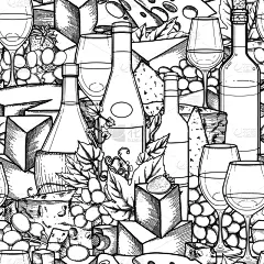 葡萄,插画,玻璃杯,酒瓶,饮料,传统,法国,纺织品,食品,壁纸