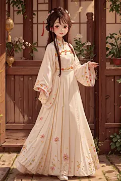 AI数字艺术汉服女生插画