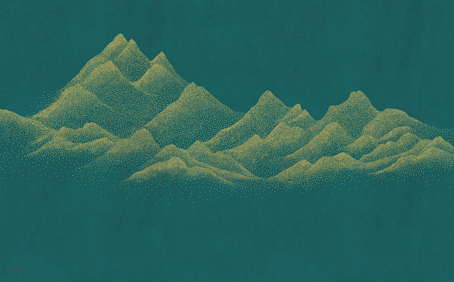 中式 山 密集的点   壁画 壁纸 墙画...