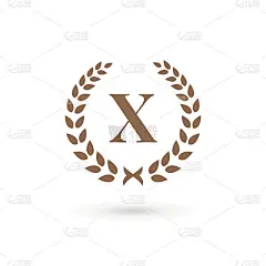 字母X或数字10与月桂花环的图标