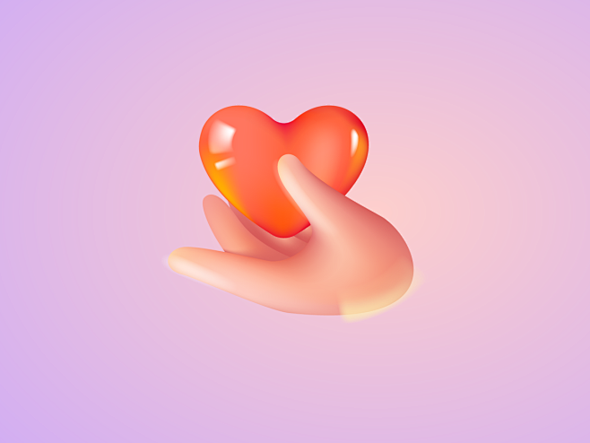 Hand and heart 3d br...
