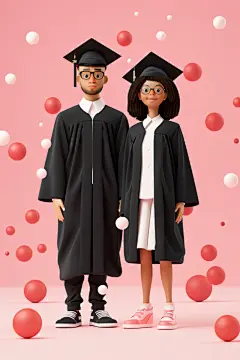 AI毕业季毕业生学生学士服人物模型-众图网