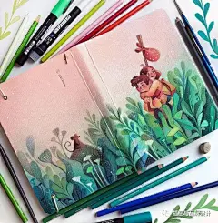 插画丨儿童风格插画,阳光可爱的少女,恰到好处的彩铅质感非常舒适