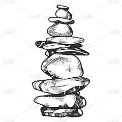 平衡,石头,雕刻图像,塔,分离着色,白色,白色背景,图像,复古
