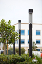 Knight Pedestrian Lighting shown with Black Texture powdercoat at Spectrum Medical Plaza, Irvine, California