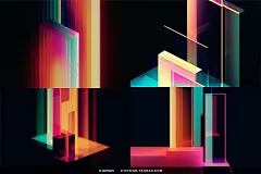 15款极简科幻彩虹渐变水晶玻璃复古颗粒霓虹抽象背景底纹图片素材